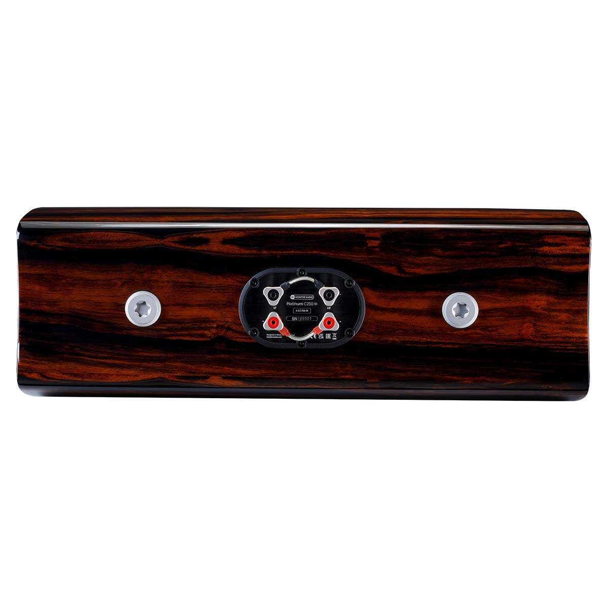 Monitor Audio Platinum C250 3G Center Channel Speaker - rear view of piano ebony