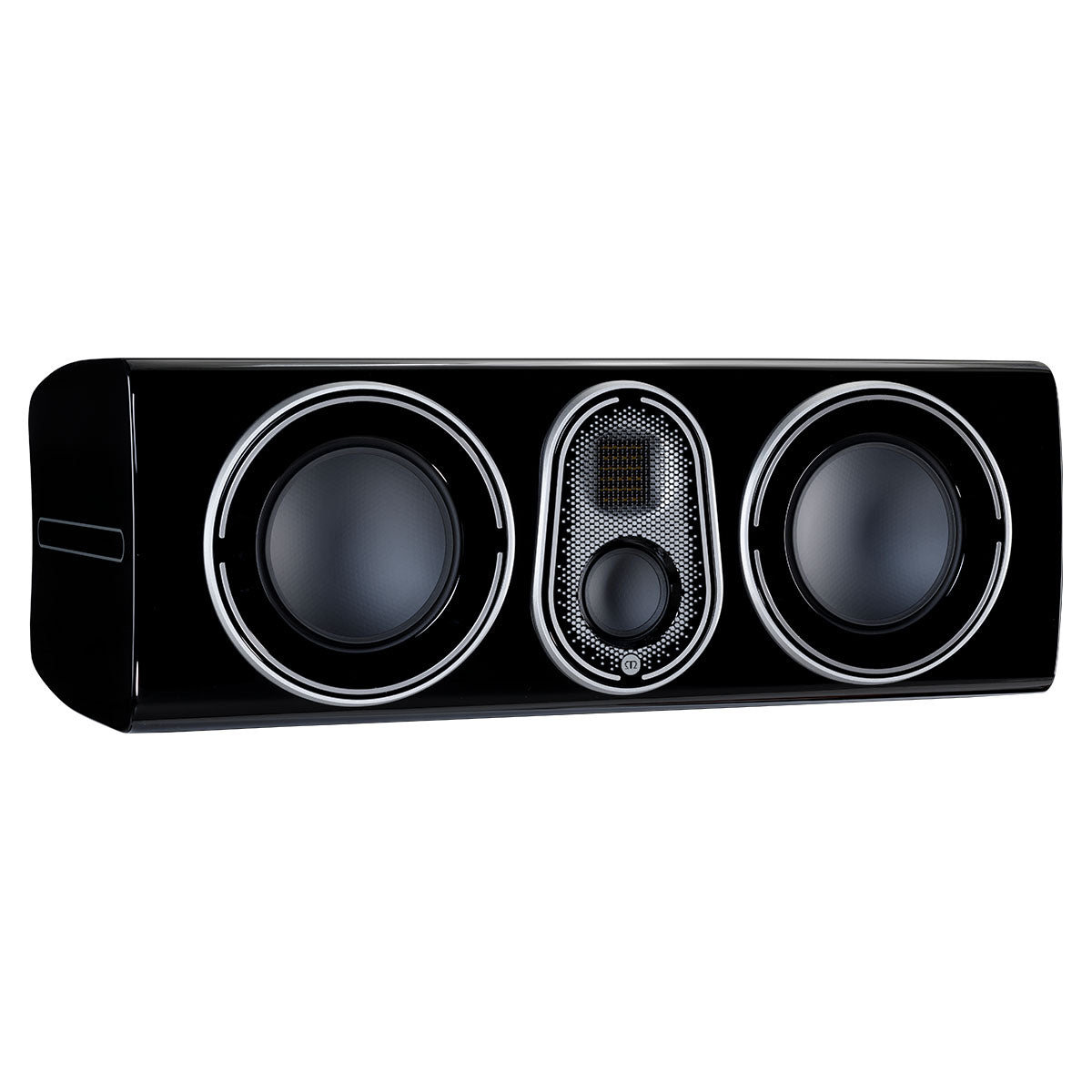 Monitor Audio Platinum C250 3G Center Channel Speaker - angled front view of piano black