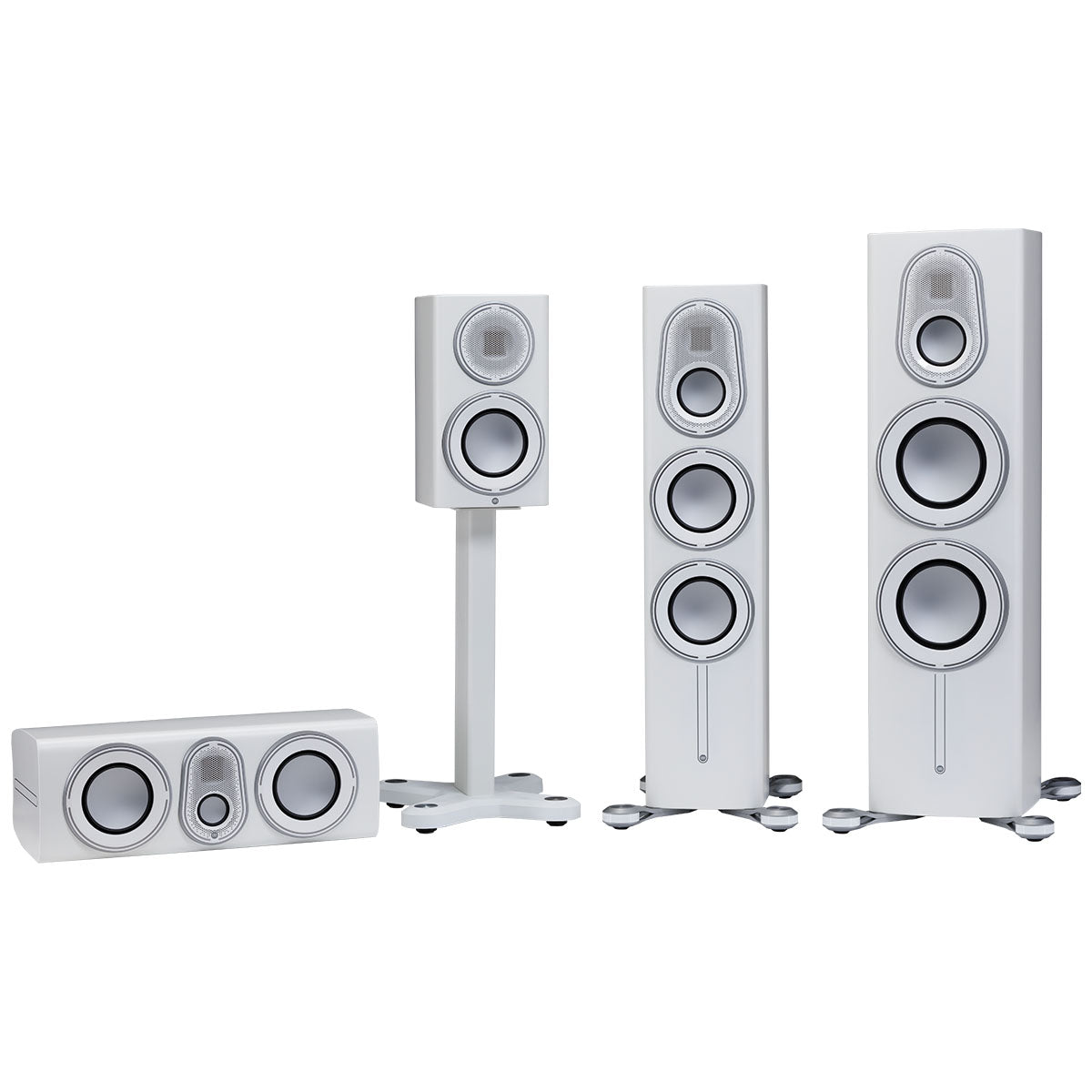 Monitor Audio Platinum 3G Full Lineup - front view of satin white