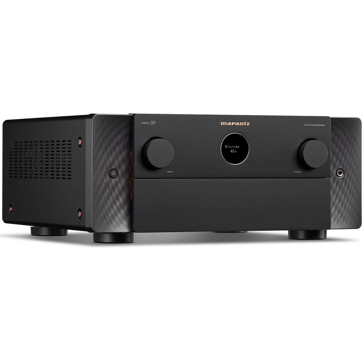 Marantz CINEMA 30 11.4 Channel Home Theater Receiver black angled left front view with cover