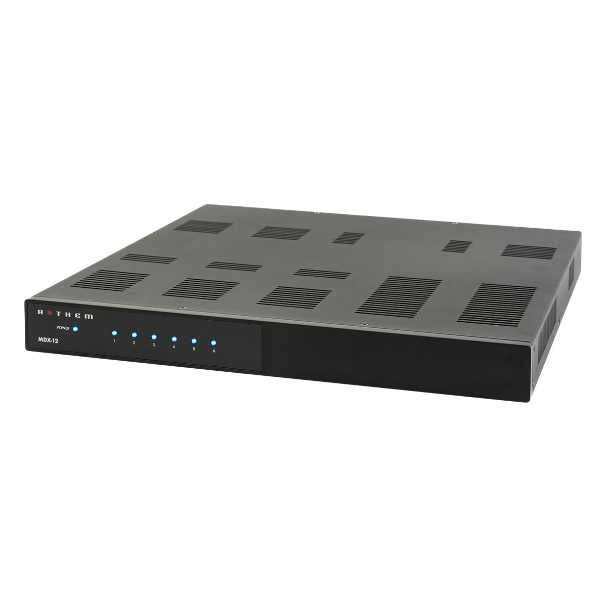 Anthem MDX-12 Multi-Channel Amplifier front and top view angled left