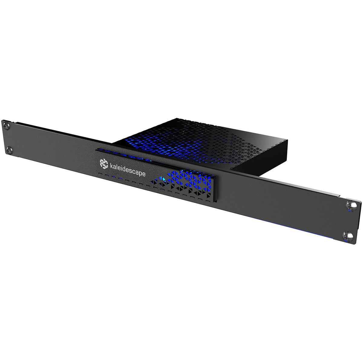 Kaleidescape Mini Terra Prime Movie Server - 8TB SSD angled front view with rack mount kit