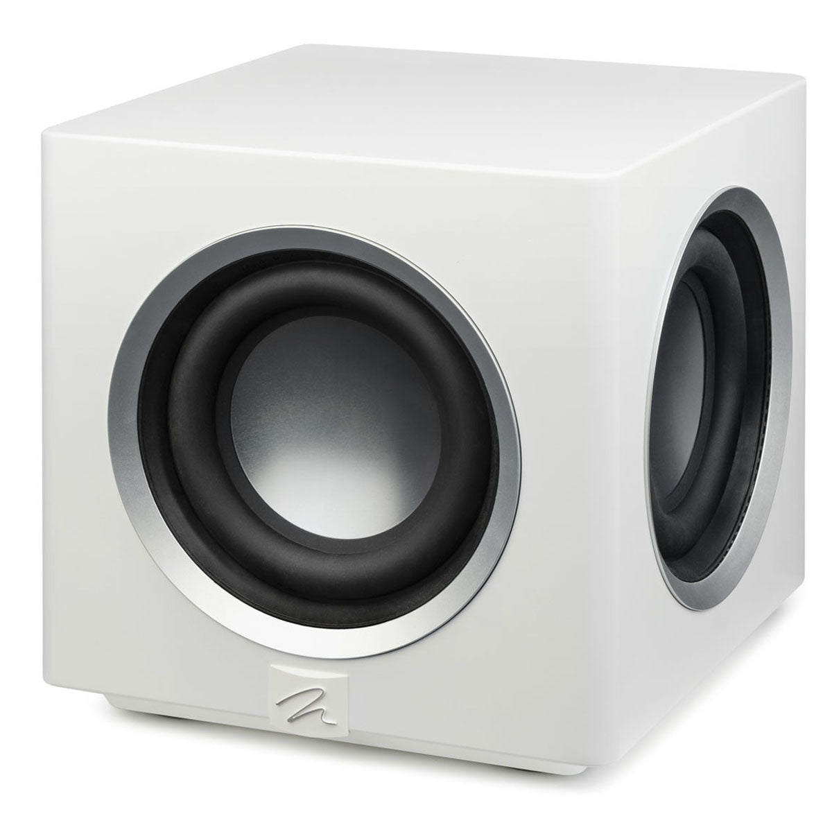 MartinLogan Abyss 8 High-Resolution Subwoofer System - White angled right front view without grille