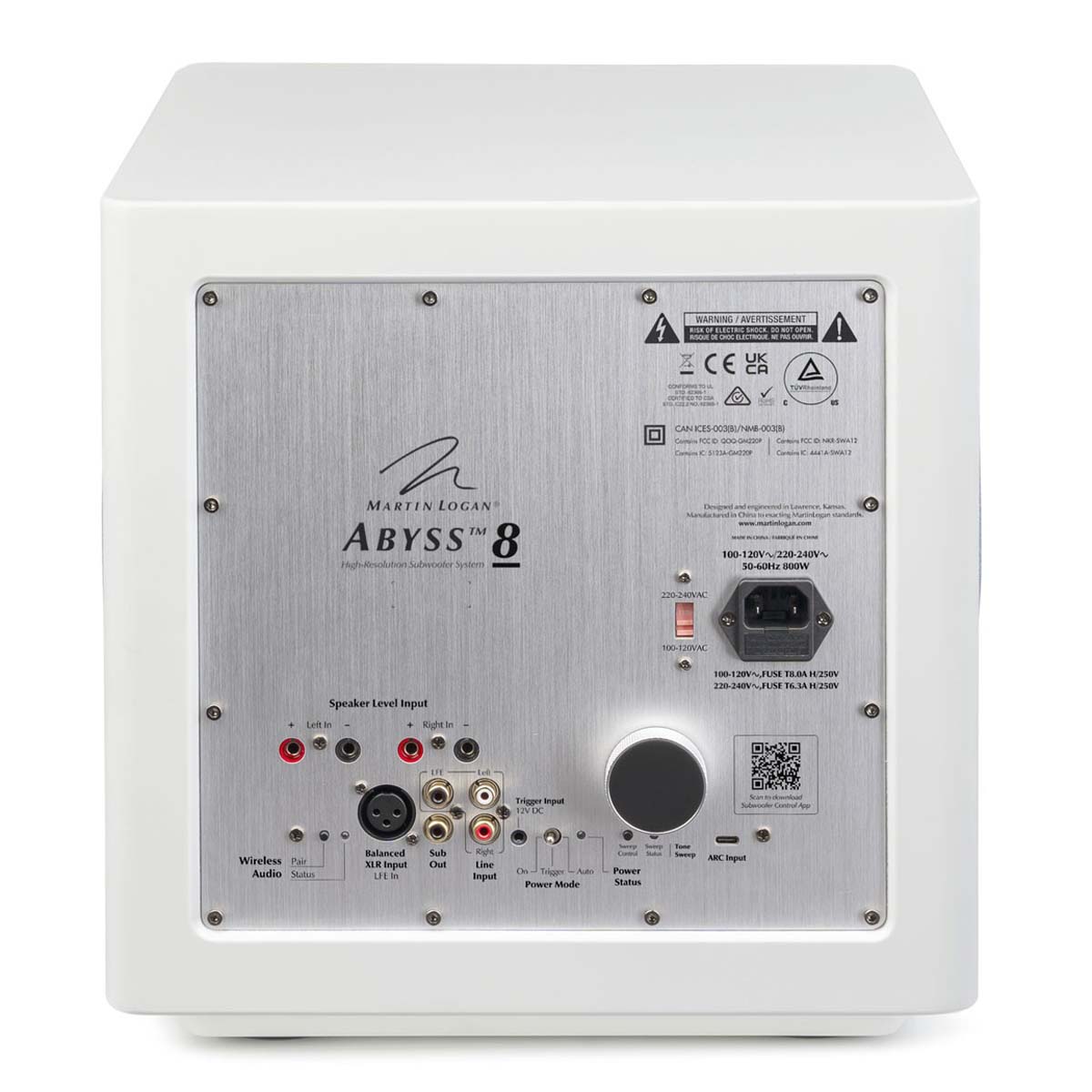 MartinLogan Abyss 8 High-Resolution Subwoofer System - White rear view