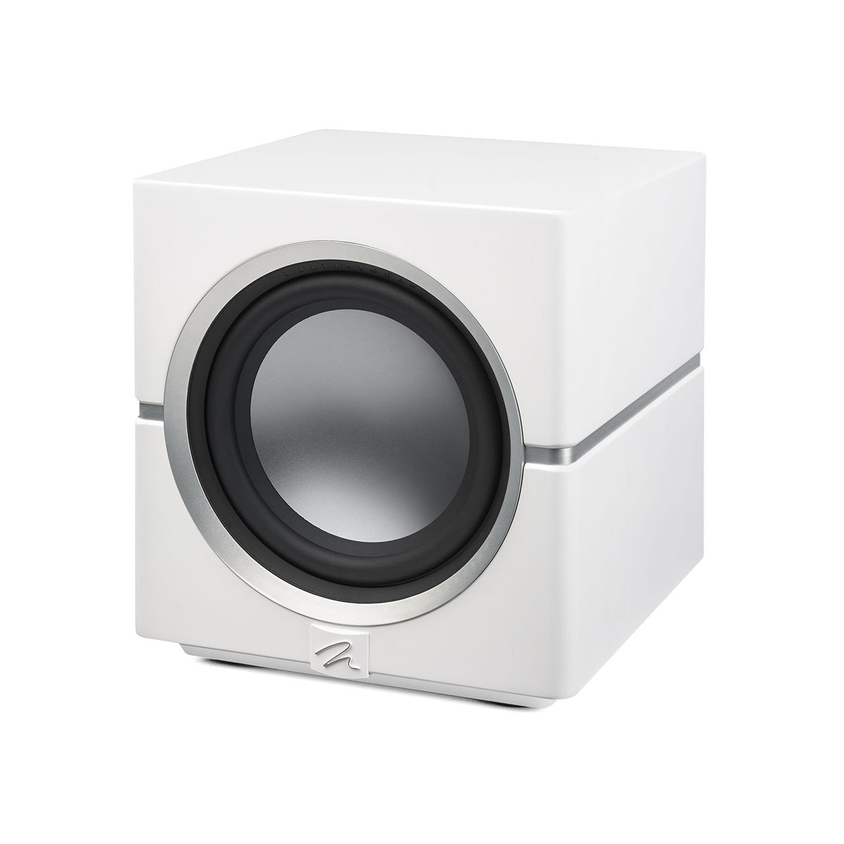 MartinLogan Dynamo 10 High-Resolution Subwoofer white angled right front view without grille
