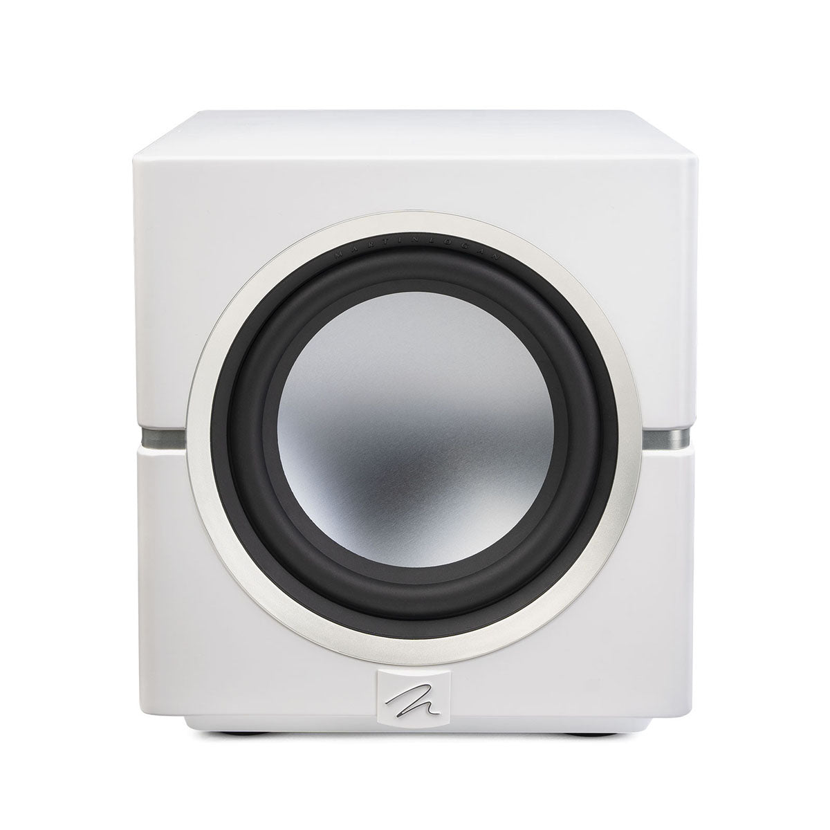 MartinLogan Dynamo 10 High-Resolution Subwoofer white front view without grille