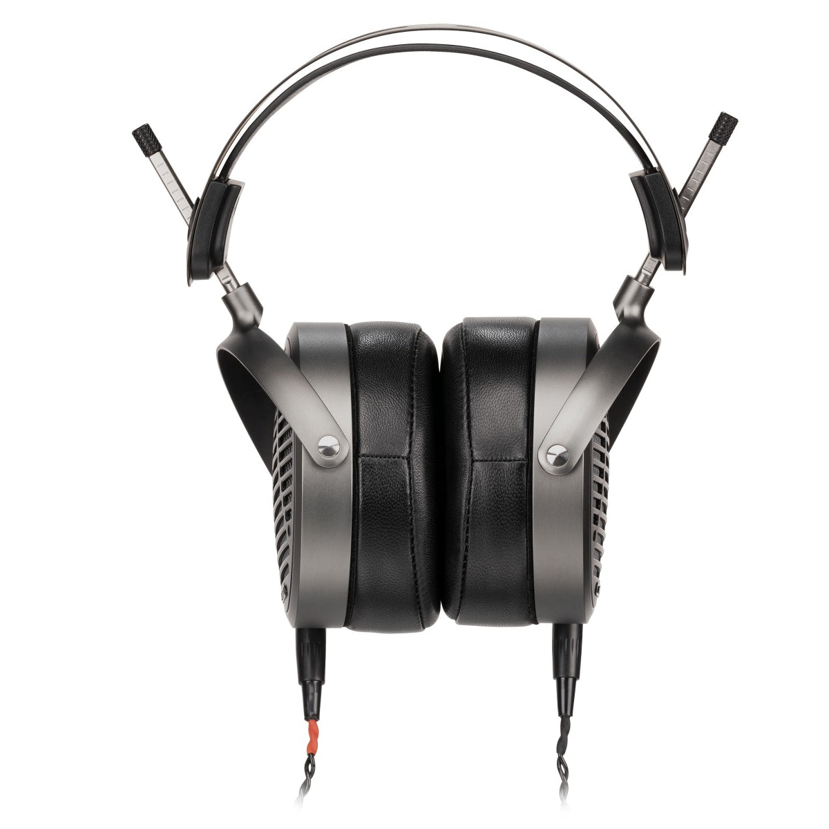 Front view of Audeze MM-500 Open-back Planar Magnetic Over-ear headphones in black color.