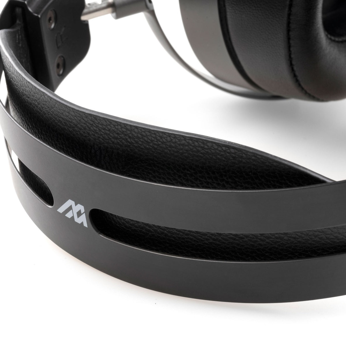 Close-up view of Audeze MM-500 Open-back Planar Magnetic Over-ear headphone's headband in black color.