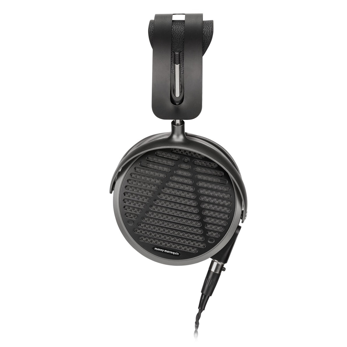Side view of Audeze MM-500 Open-back Planar Magnetic Over-ear headphones in black color.