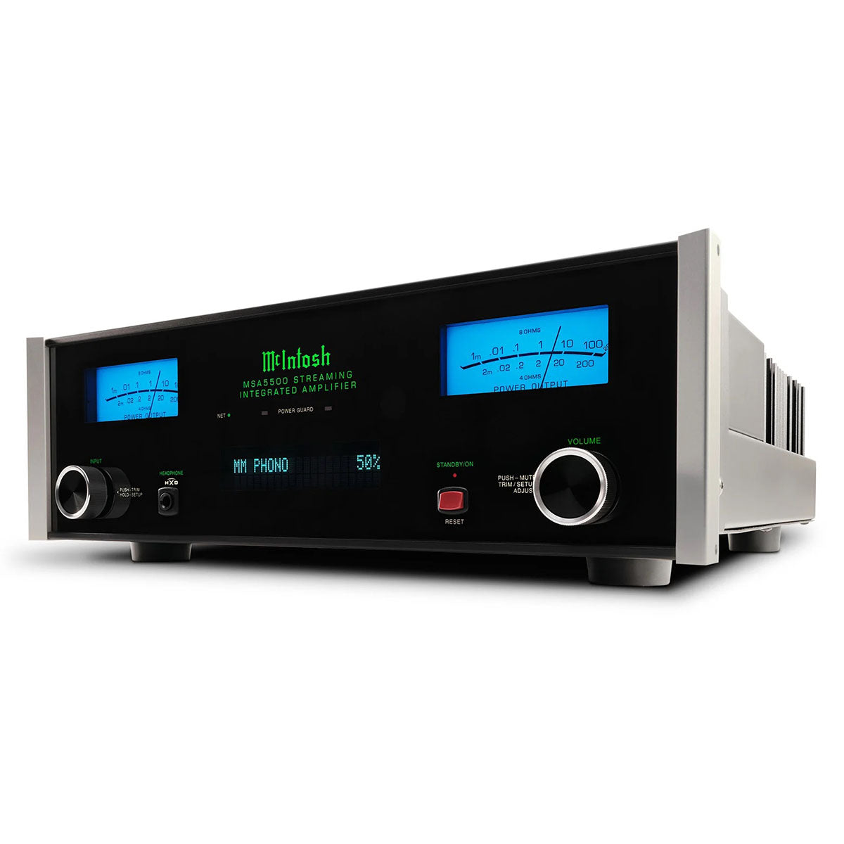 McIntosh MSA5500 Streaming Integrated Amplifier - black front view angled left