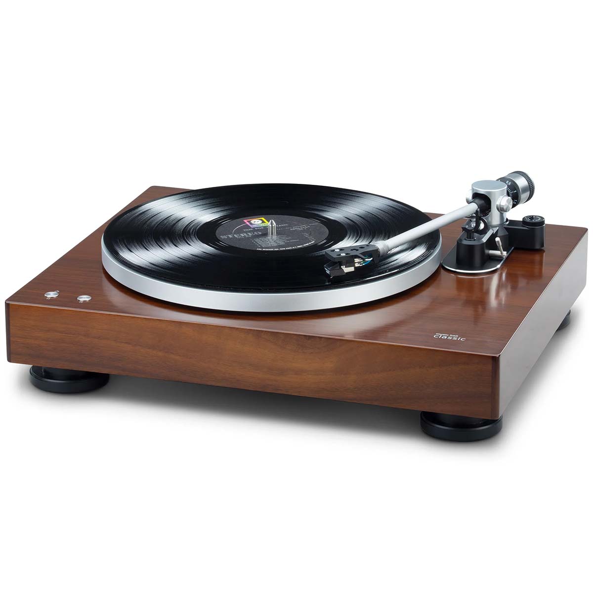 Music Hall Classic Turntable - front angled view with record