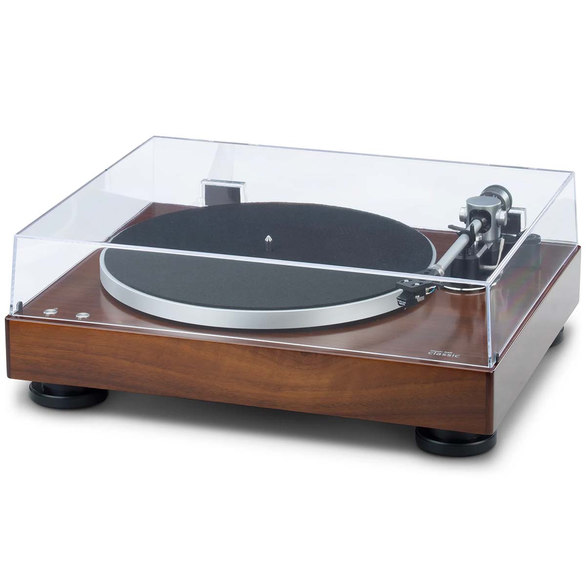 Music Hall Classic Turntable - front angled view with dust cover