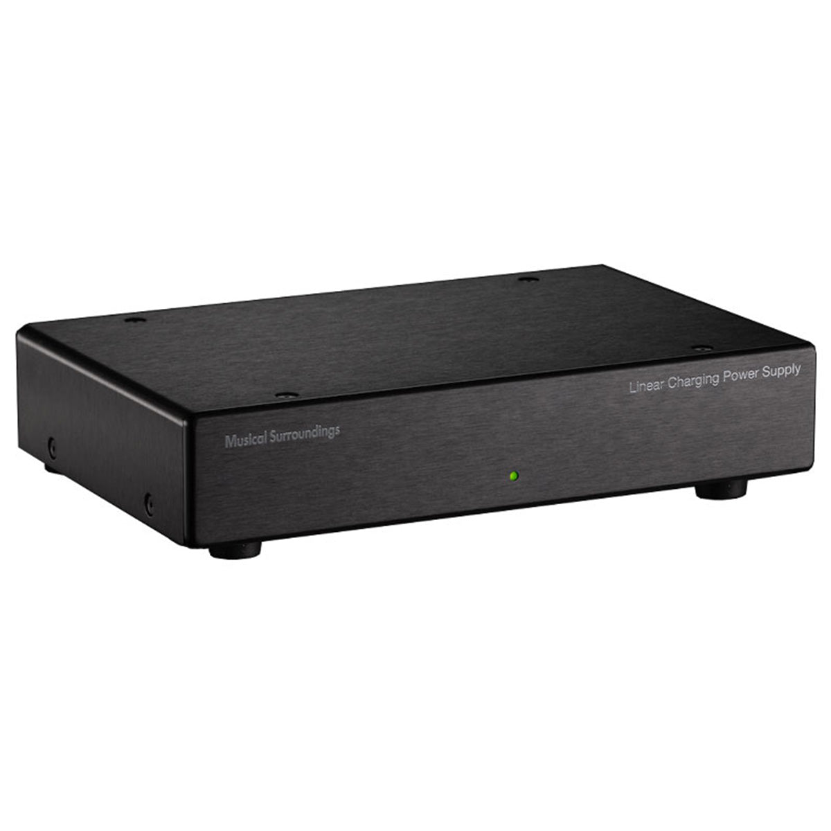 Musical Surroundings Linear Power Supply - Black - front view angled right