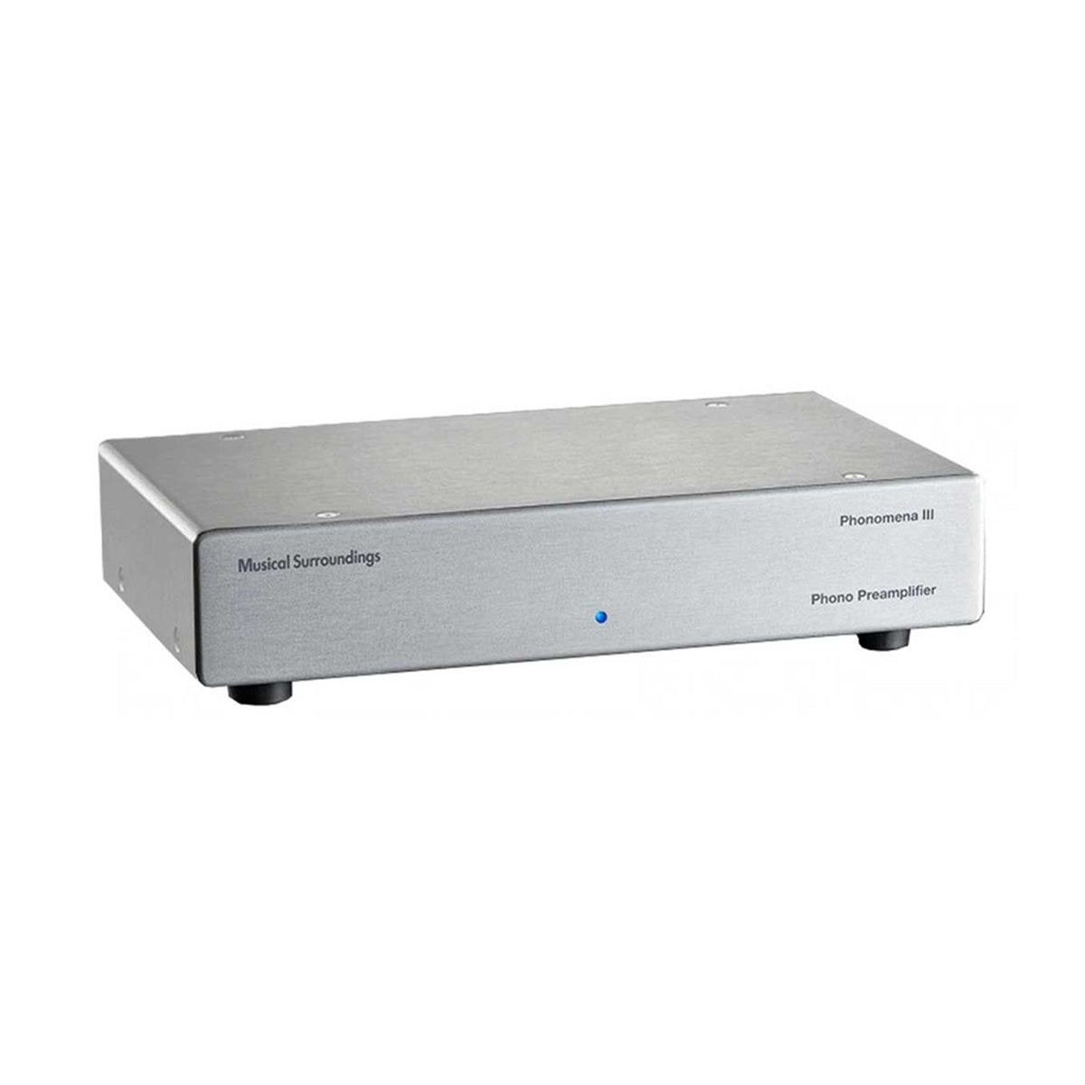 Musical Surroundings Phonomena III Phono Preamplifier - Silver - front view angled right