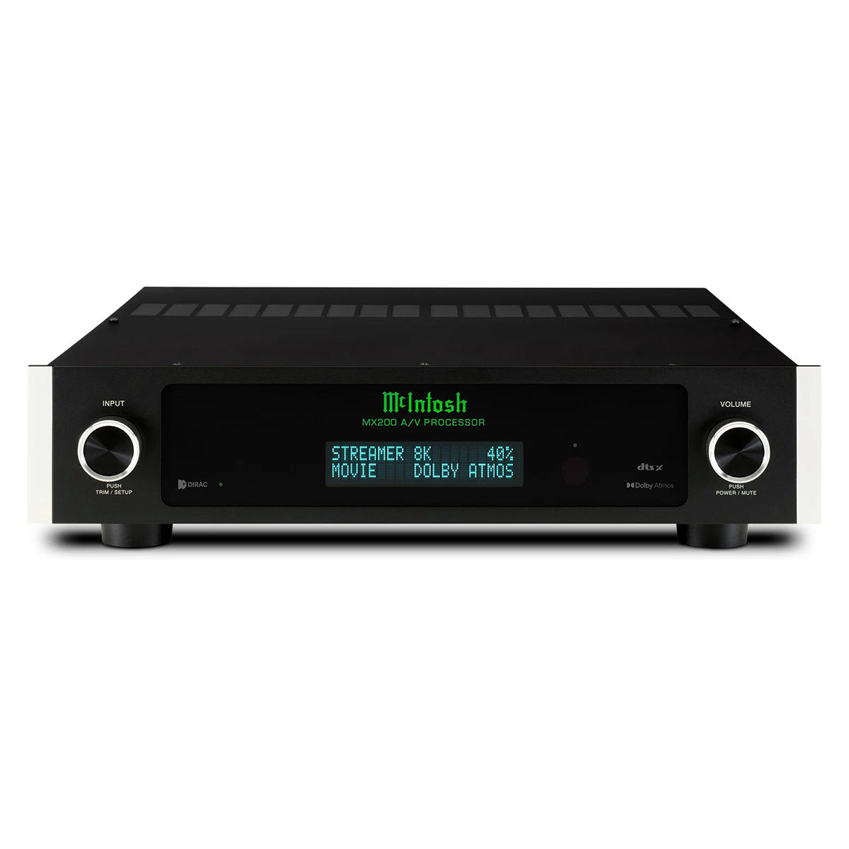 McIntosh MX200 A/V Processor - black - front view angled down