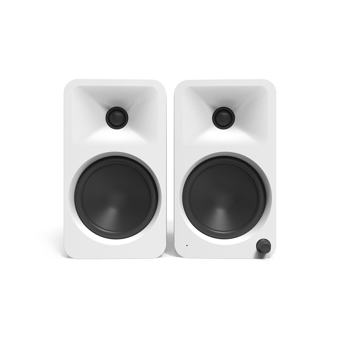 Kanto ORA 4 Powered Reference Desktop Speakers - matte white pair - front view