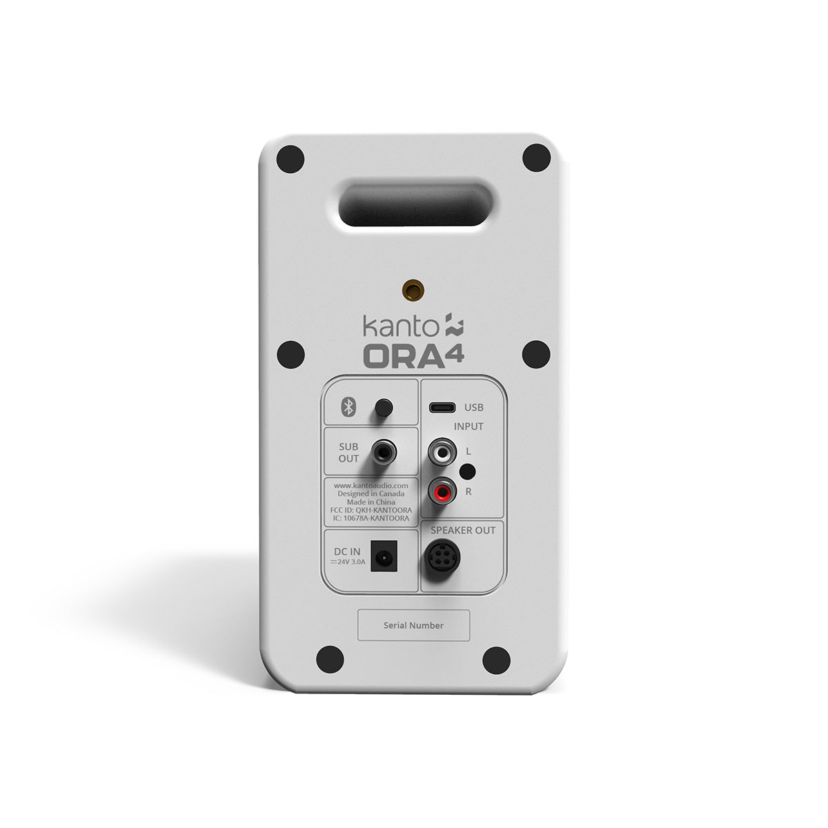 Kanto ORA 4 Powered Reference Desktop Speaker - matte white single - rear components view