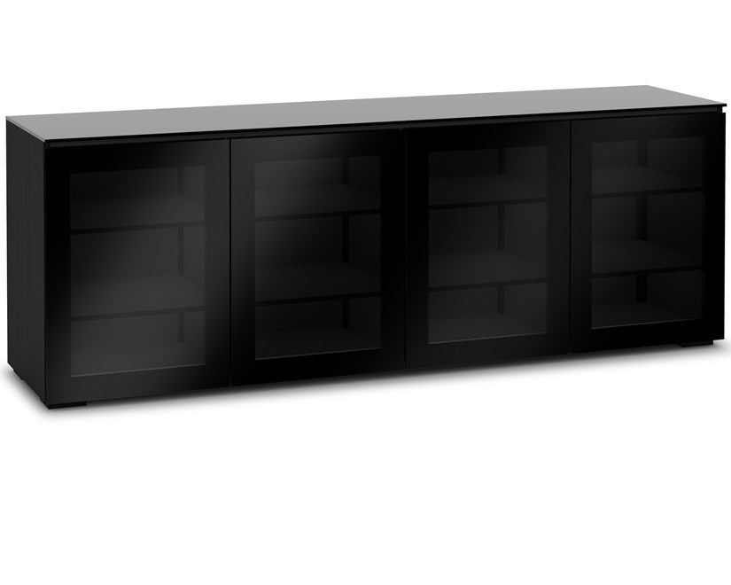 Salamander Designs Oslo 245 Quad-Width AV Cabinet with Center Speaker Opening- Black Glass- front view