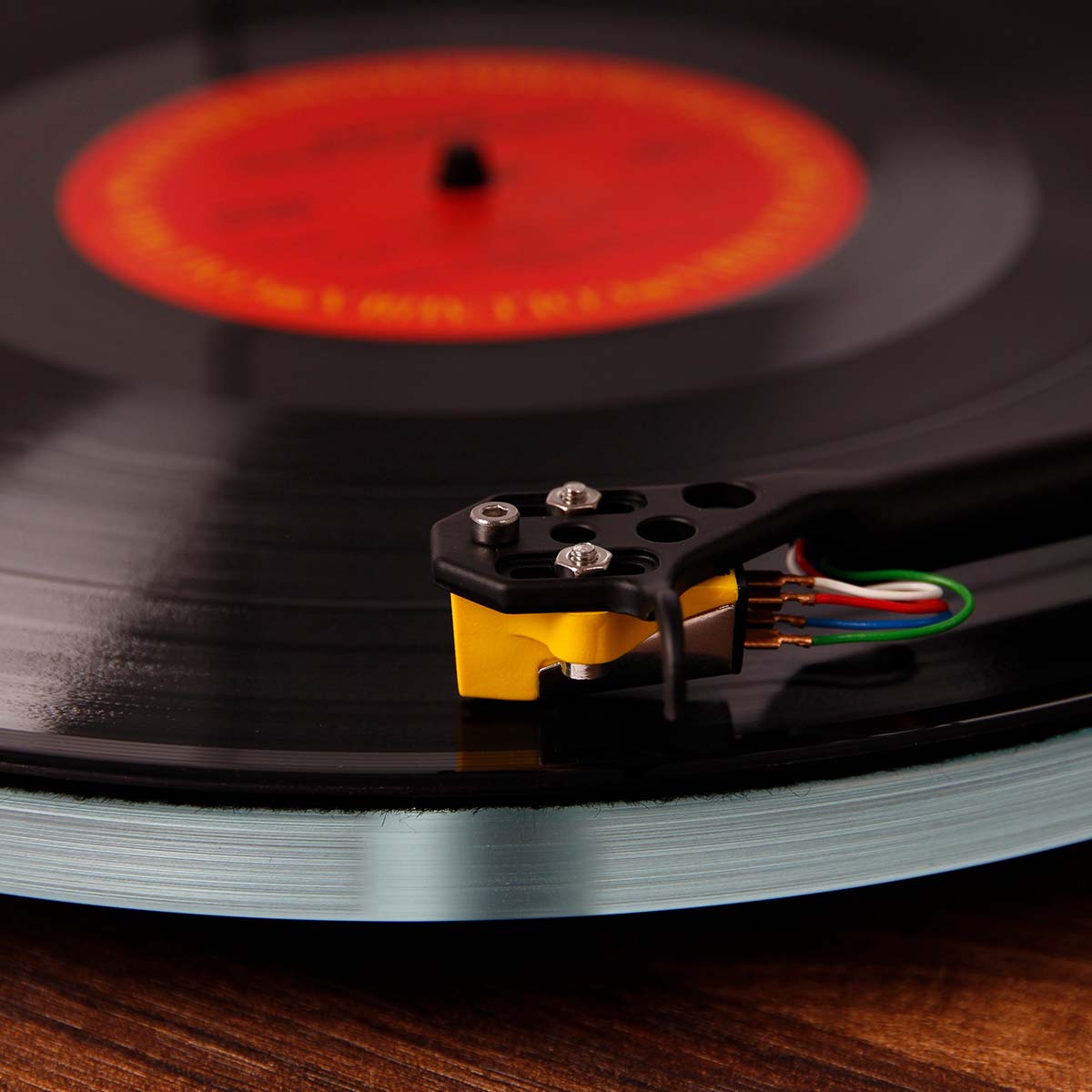 Rega Planar 3 50th Anniversary Edition Turntable - Walnut close-up of cartridge