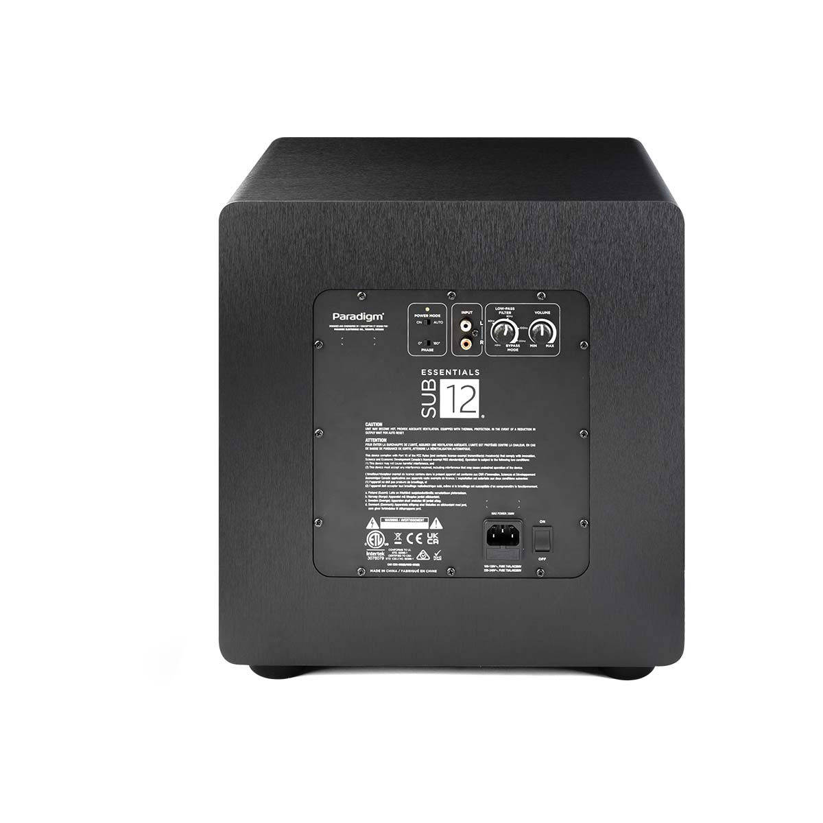 Paradigm Essentials Sub 12 Subwoofer - black rear view