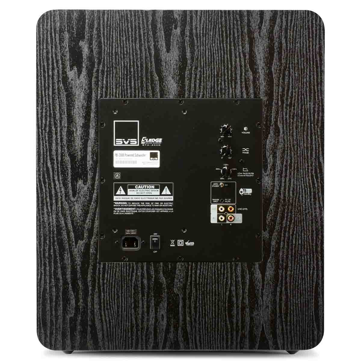 SVS PB-2000 12" Ported Subwoofer - Premium Black Ash - rear view