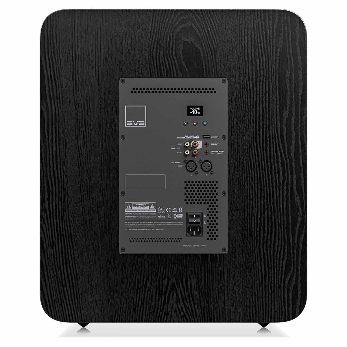 SVS PB-3000 R|Evolution 13" Subwoofer - Black Ash - rear view