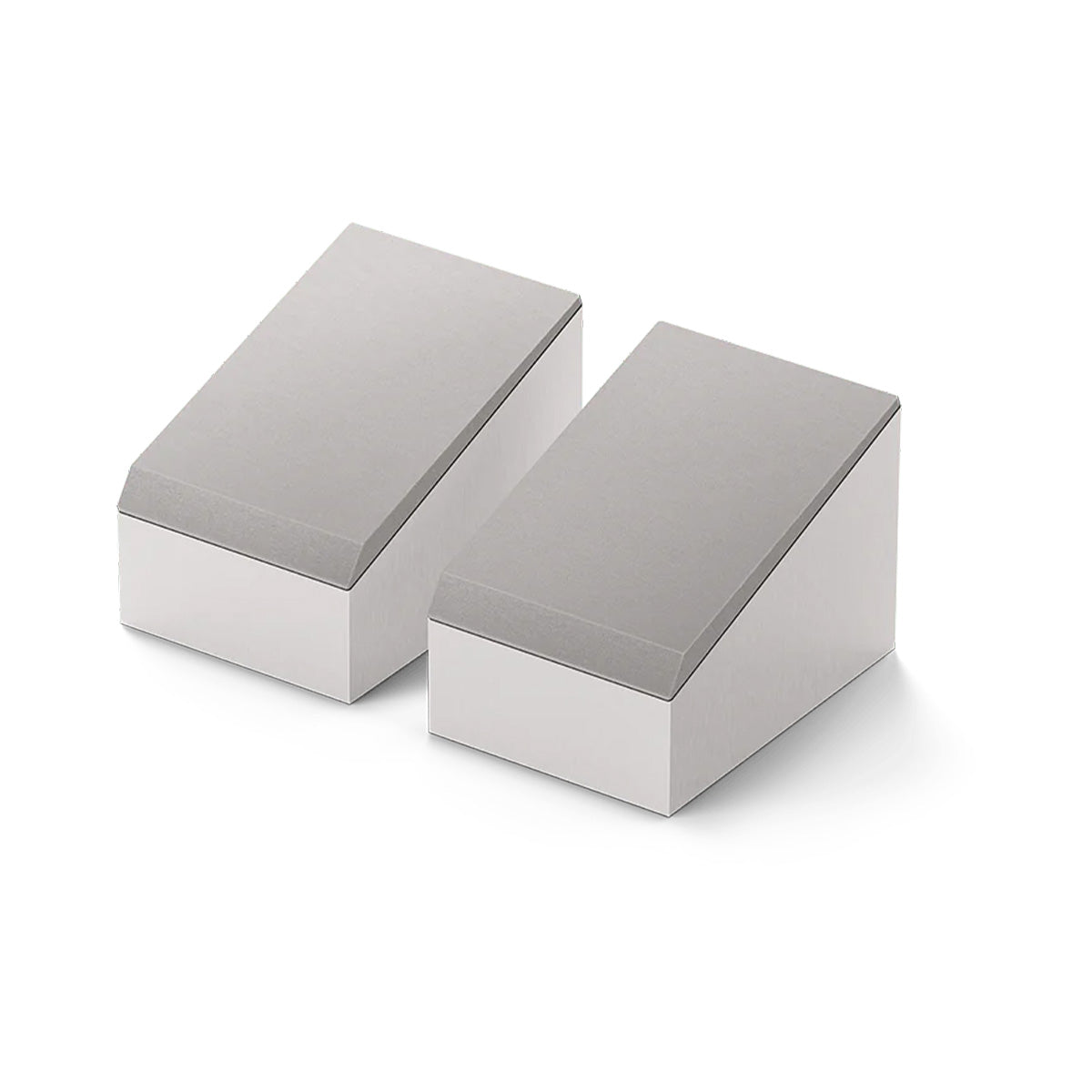 KEF Q8 Meta Atmos Speakers - Pair white with grilles - angled front view