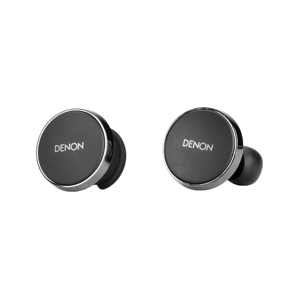 Denon PerL Pro Premium True Wireless Earbuds - black - face view of both earbuds