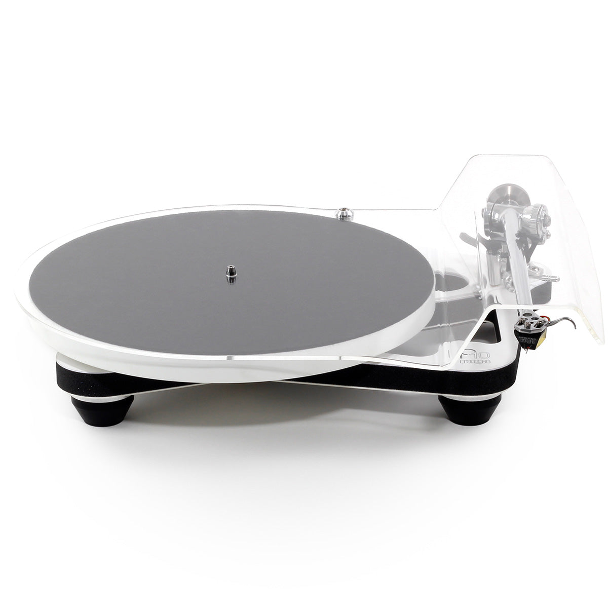 Rega Planar 10 in white with a tuntable mat and clear cover