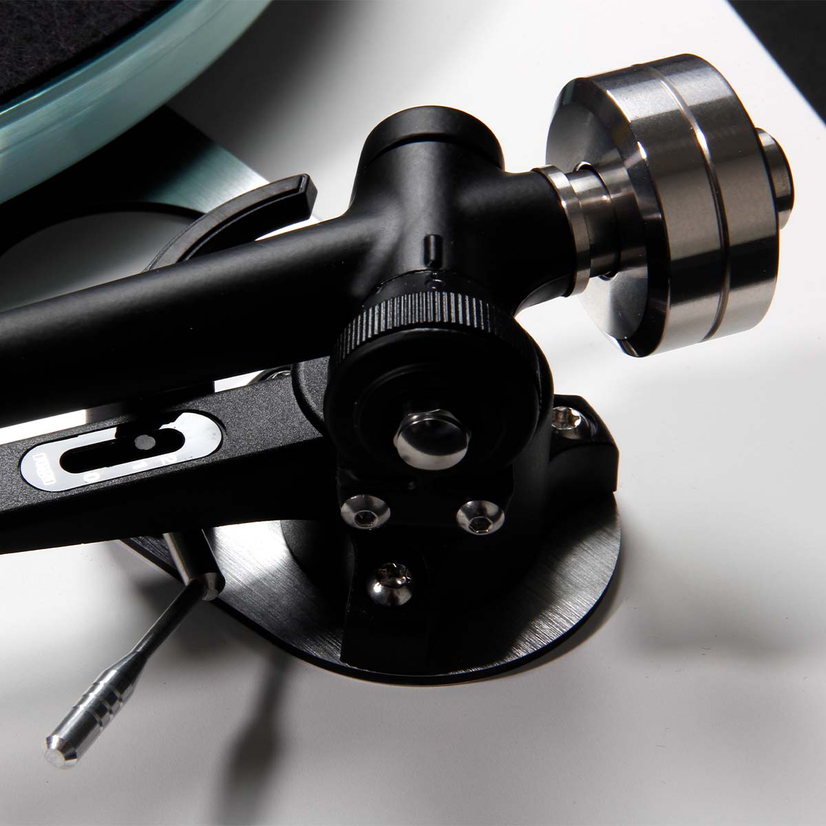 Detail view of Rega Planar 6 turntable