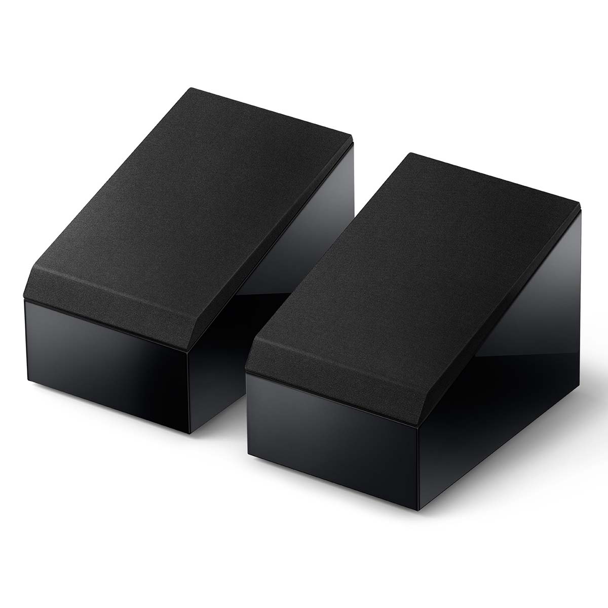 KEF R8 Meta Surround Speakers - Pair black angled front view with grilles