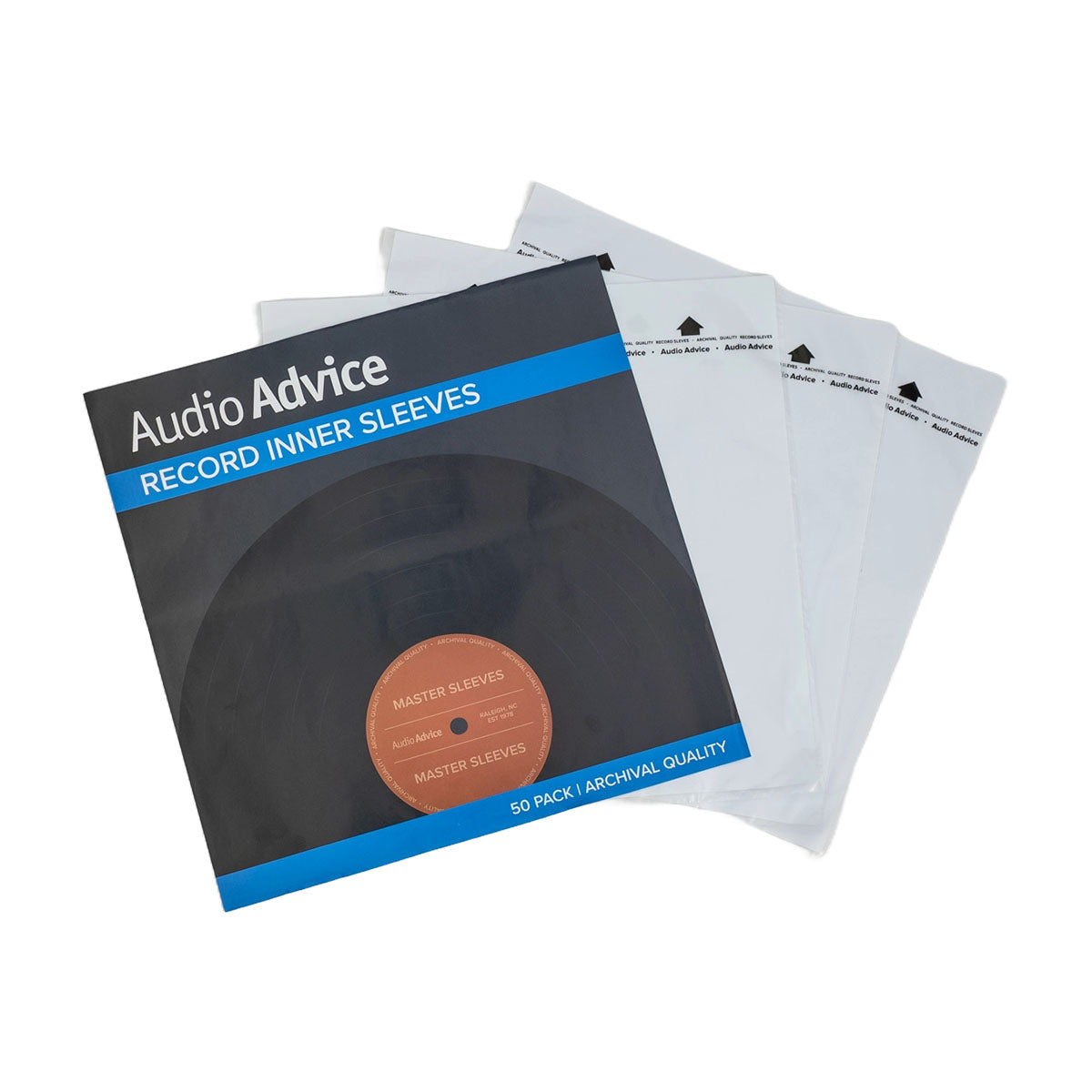 Audio Advice Rice Paper Record Sleeves - Pack of 50 with three sleeves behind outer sleeve