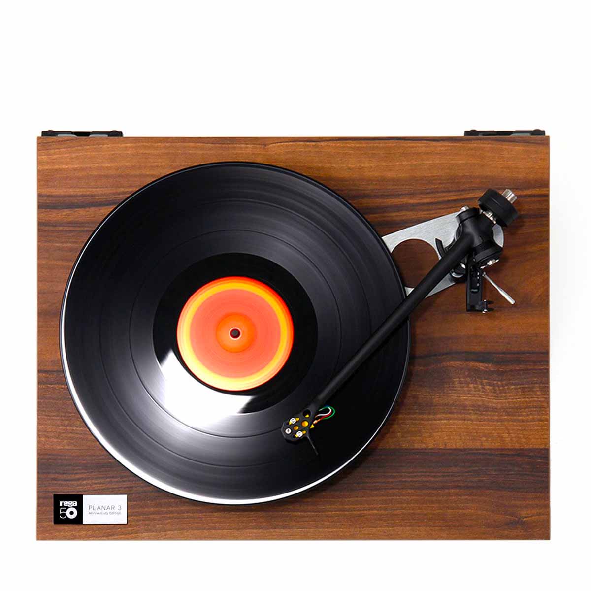 Rega Planar 3 50th Anniversary Edition Turntable - Walnut top view