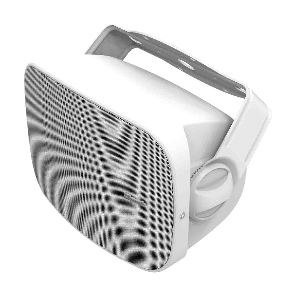 Klipsch RSM-400 Full-Range 4” Indoor/Outdoor Surface Mount Loudspeaker - Pair white angled horizontal front view