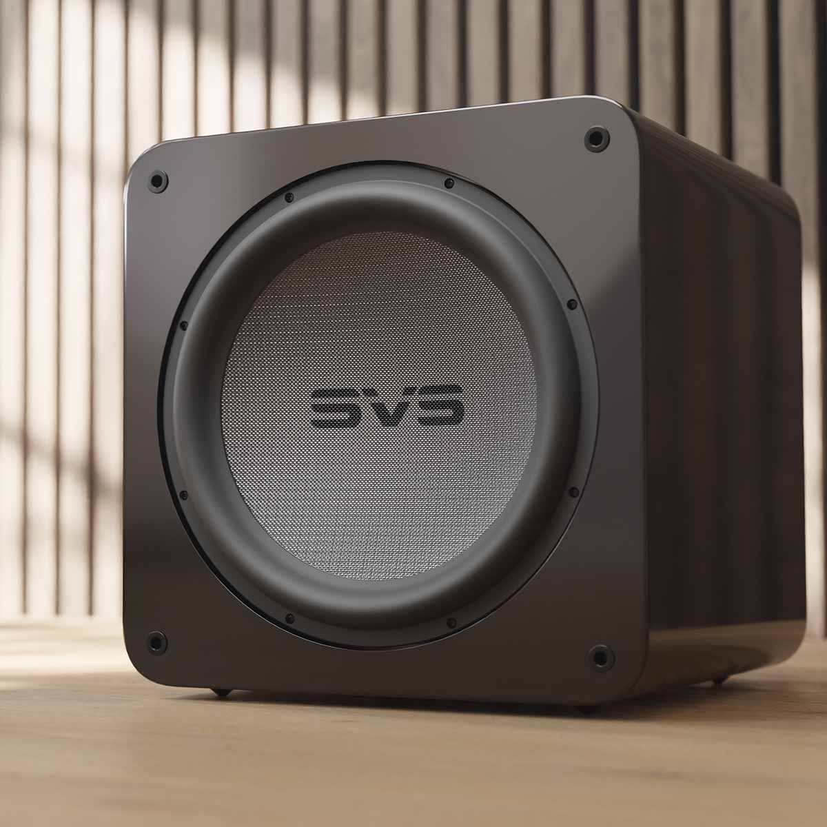 Lifestyle SVS SB-5000 R|Evolution 15-inch Subwoofer - Piano Gloss front view angled left