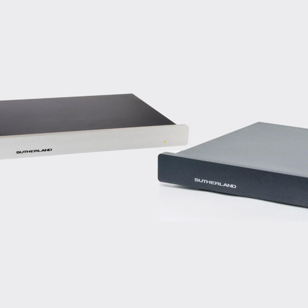 Sutherland Little LOCO Mk 2 Phono Stage - silver unit to left, black unit to right