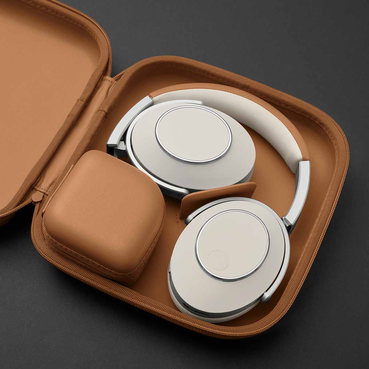 T+A Solitaire T High-Performance Closed-Back Dynamic Headphones - White - headphones in case