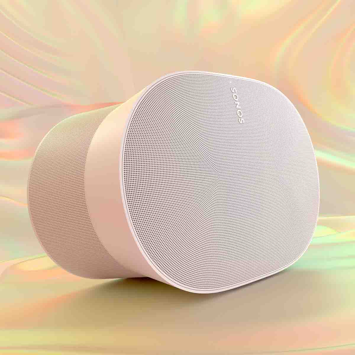 Sonos Era 300 Smart Speaker - White - angled front left view on tie-die background