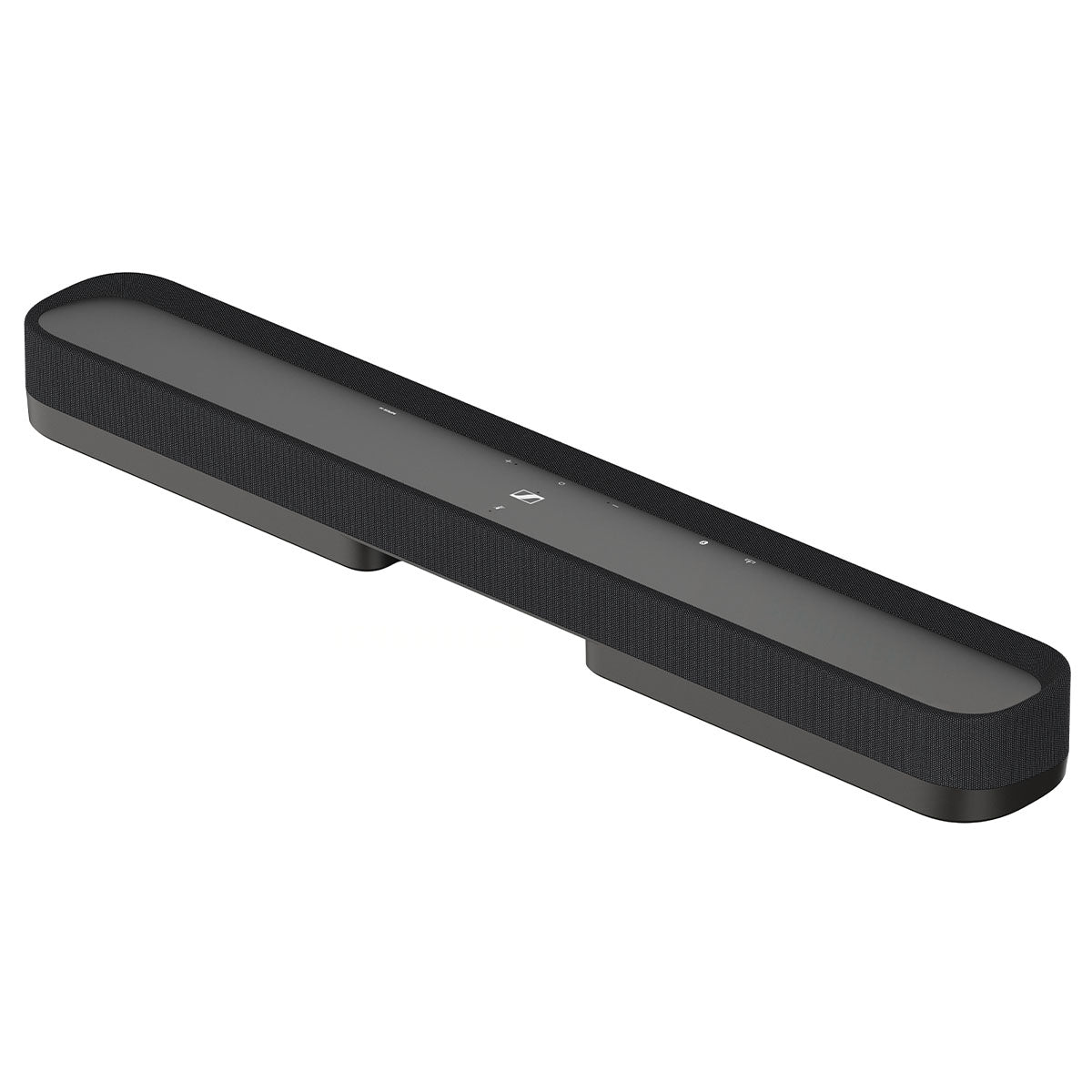 Sennheiser Ambeo Soundbar Mini on white background at an angle showing top