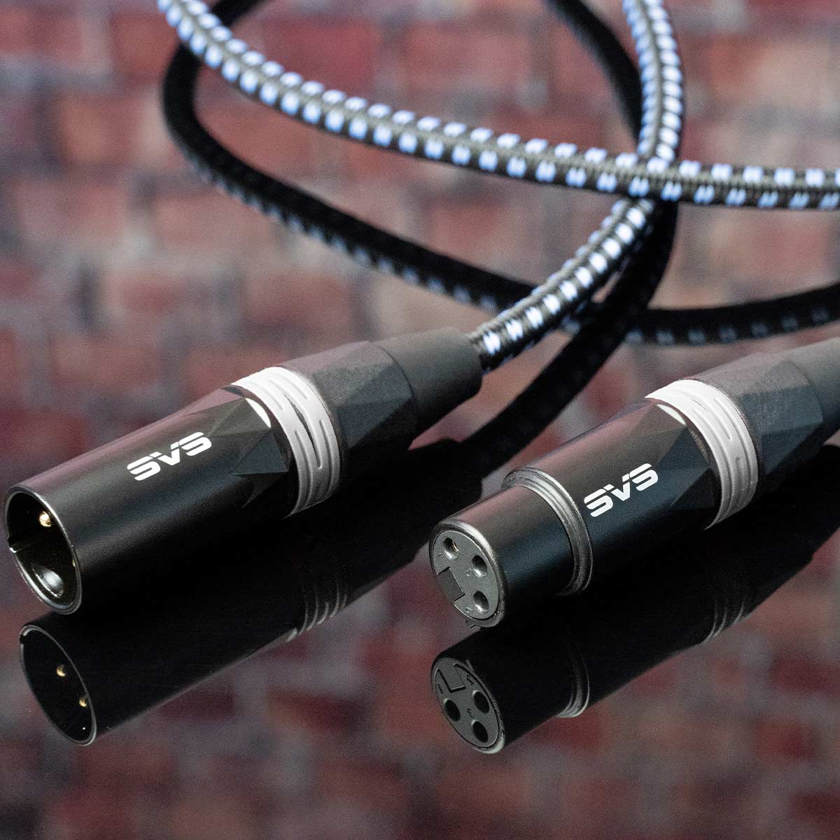 SVS SoundPath XLR Balanced XLR Audio Cable - white terminations on table