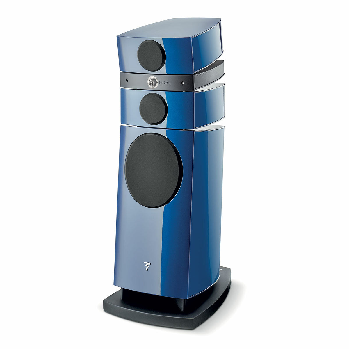 Focal Stella Utopia Evo 3-Way Floor-Standing Speaker - Metallic Blue - front view angled left with grille