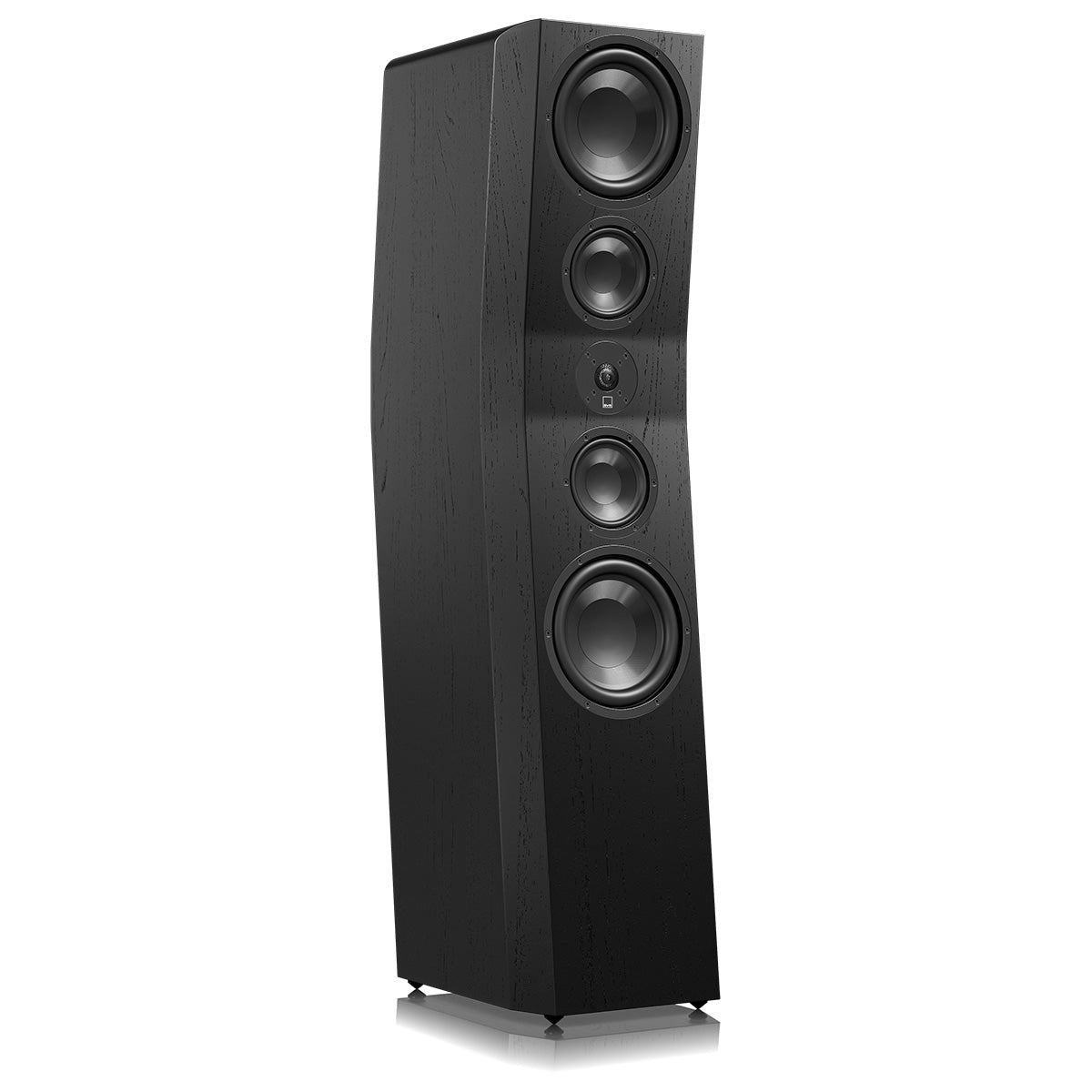 SVS Ultra Evolution Pinnacle Floorstanding Loudspeaker - single black oak without grille - angled front view