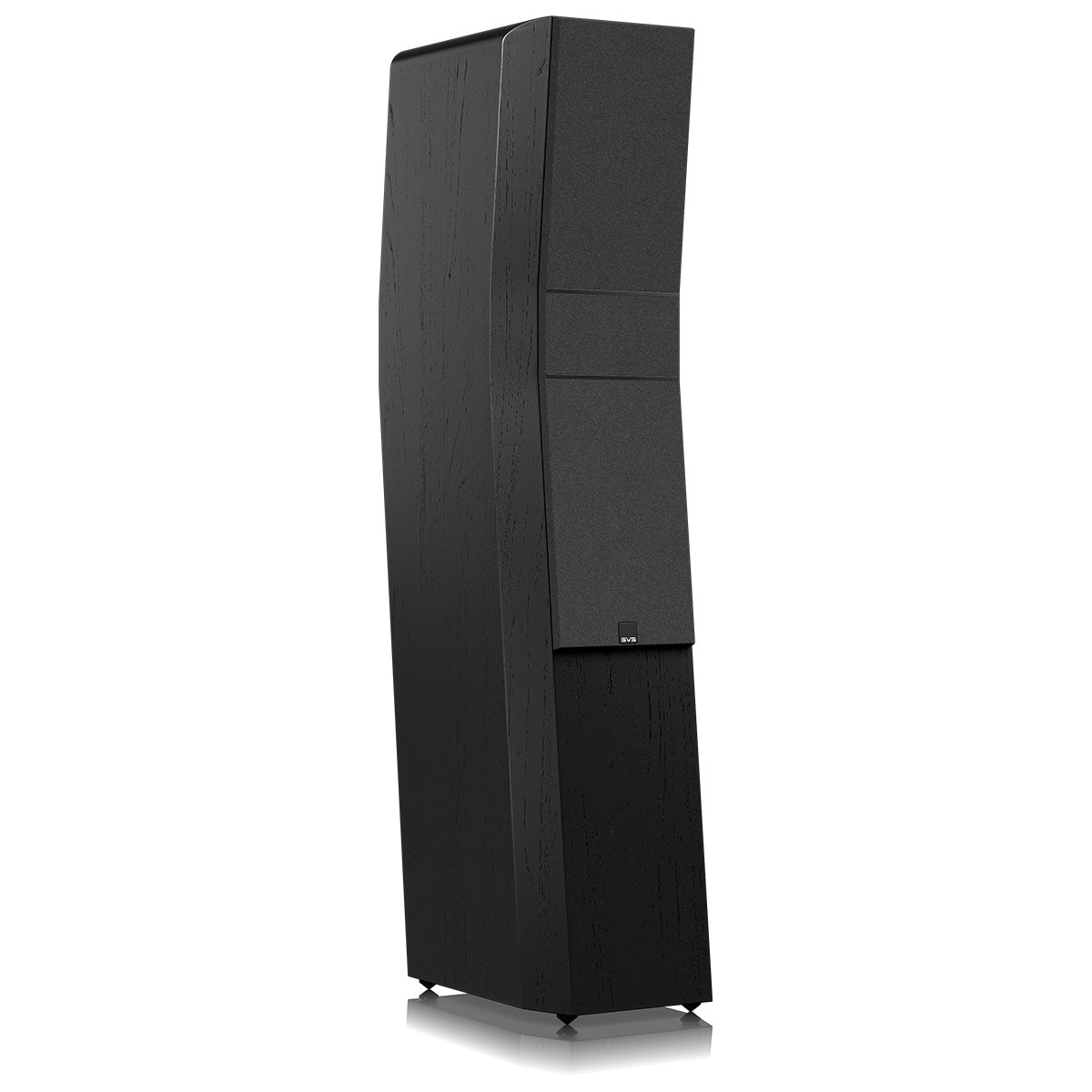 SVS Ultra Evolution Titan Floorstanding Loudspeaker - single black oak with grille - angled front view