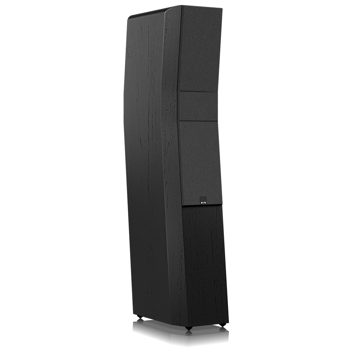 SVS Ultra Evolution Tower Floorstanding Loudspeaker - single black oak with grille - angled front view
