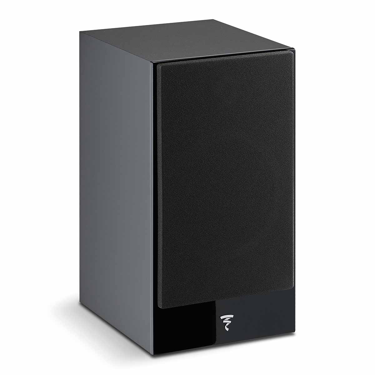 Focal Theva No1 Bookshelf Speakers - Black - Pair - angled right front view with grille