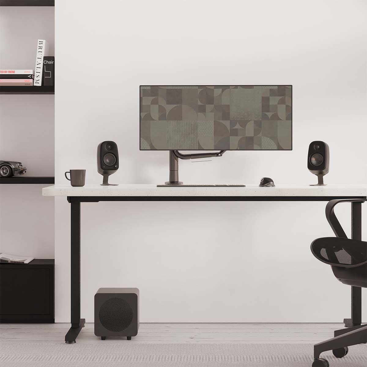 Kanto UKI Compact Desktop Speakers - Onyx pair - lifestyle image
