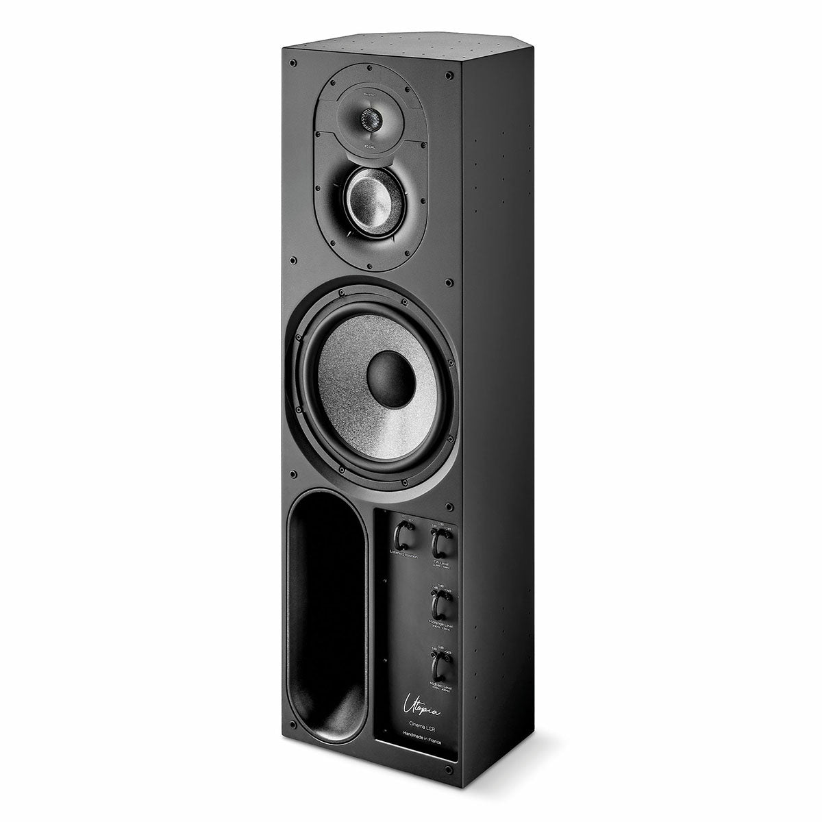 Focal Utopia Cinema LCR 3-Way Home Theater Loudspeaker vertical orientation angled left without grille