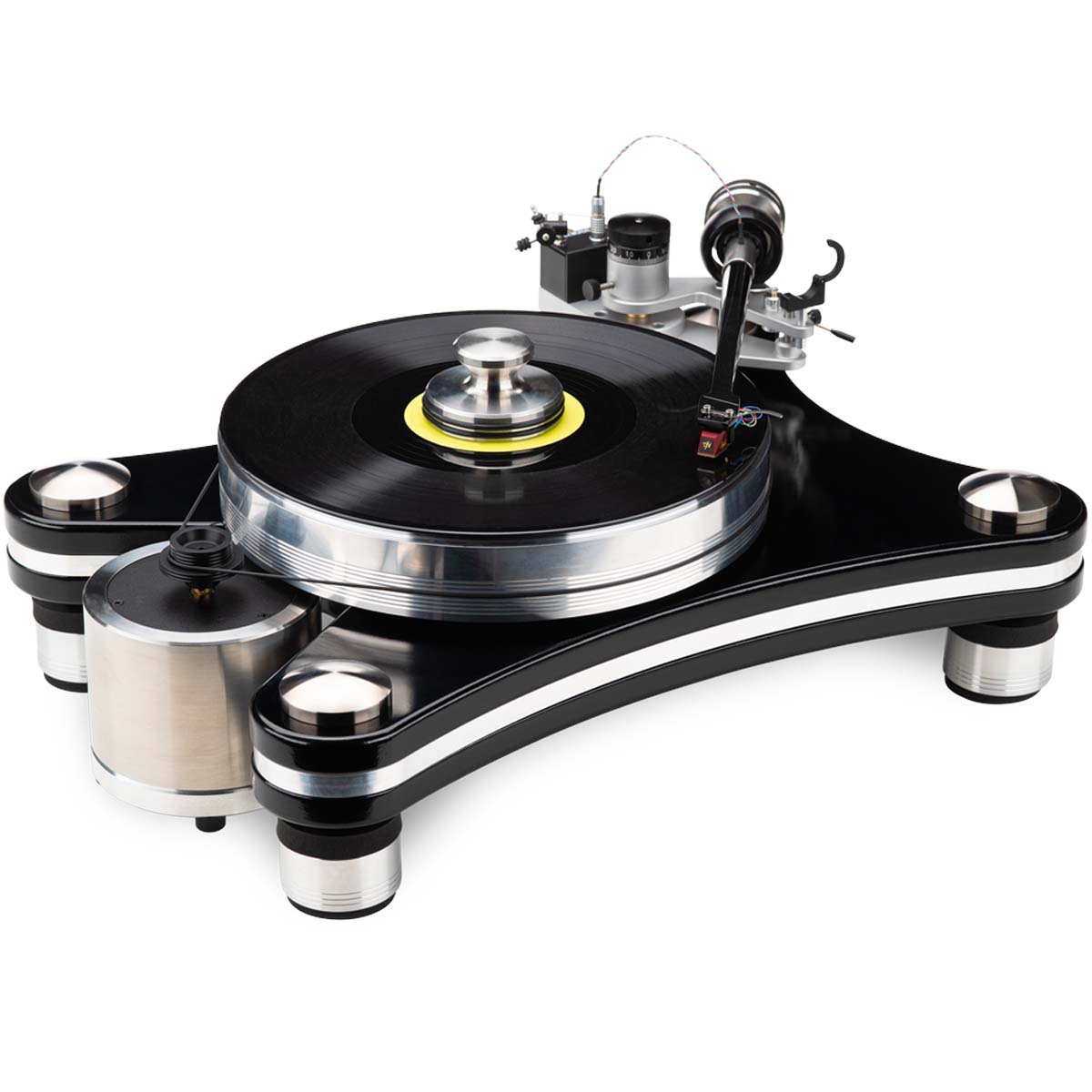 VPI Prime Signature 21 Turntable - angled front view with record playing