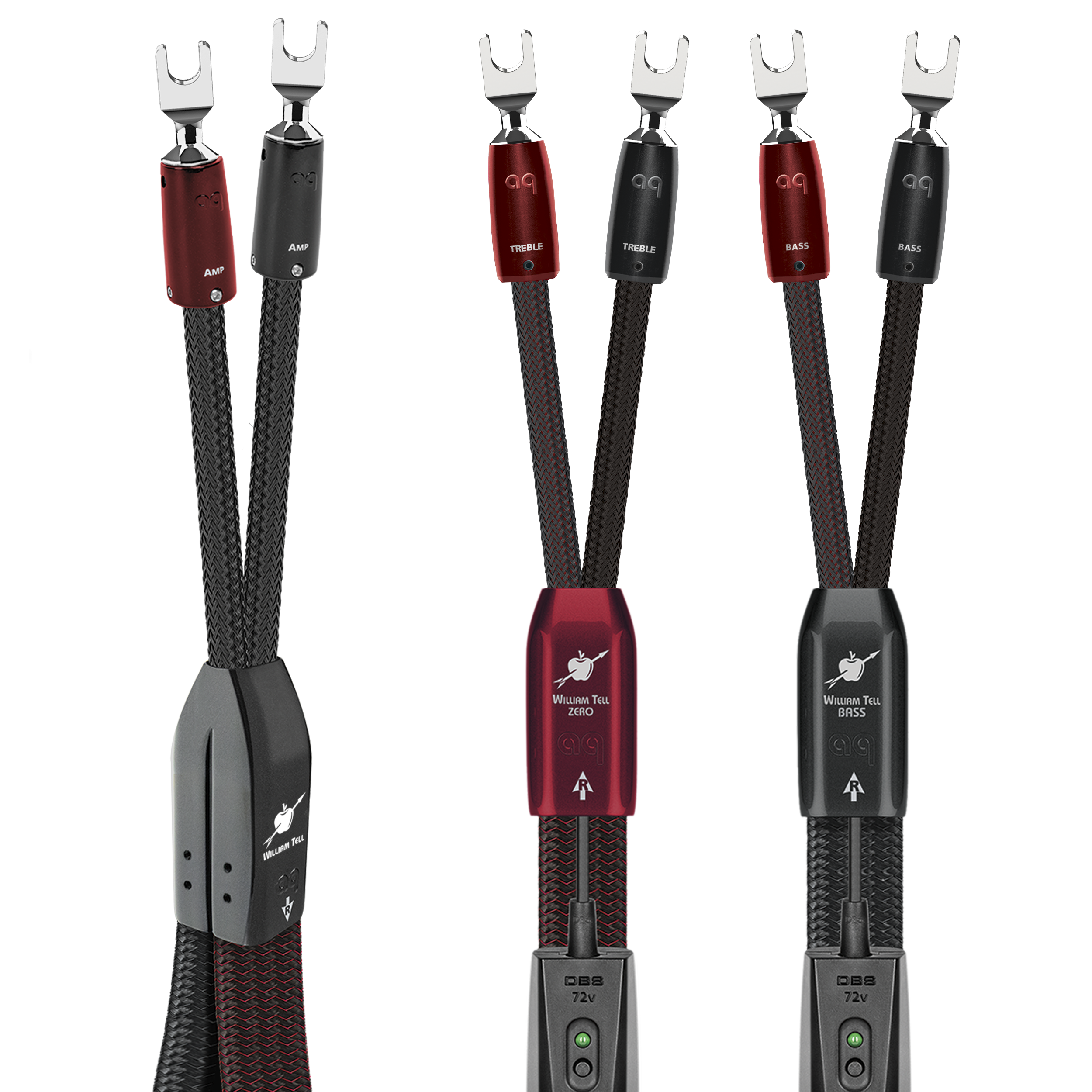 AudioQuest William Tell ZERO BiWire COMBO Speaker Cable w/ ZERO for Treble & BASS for Bass - front view