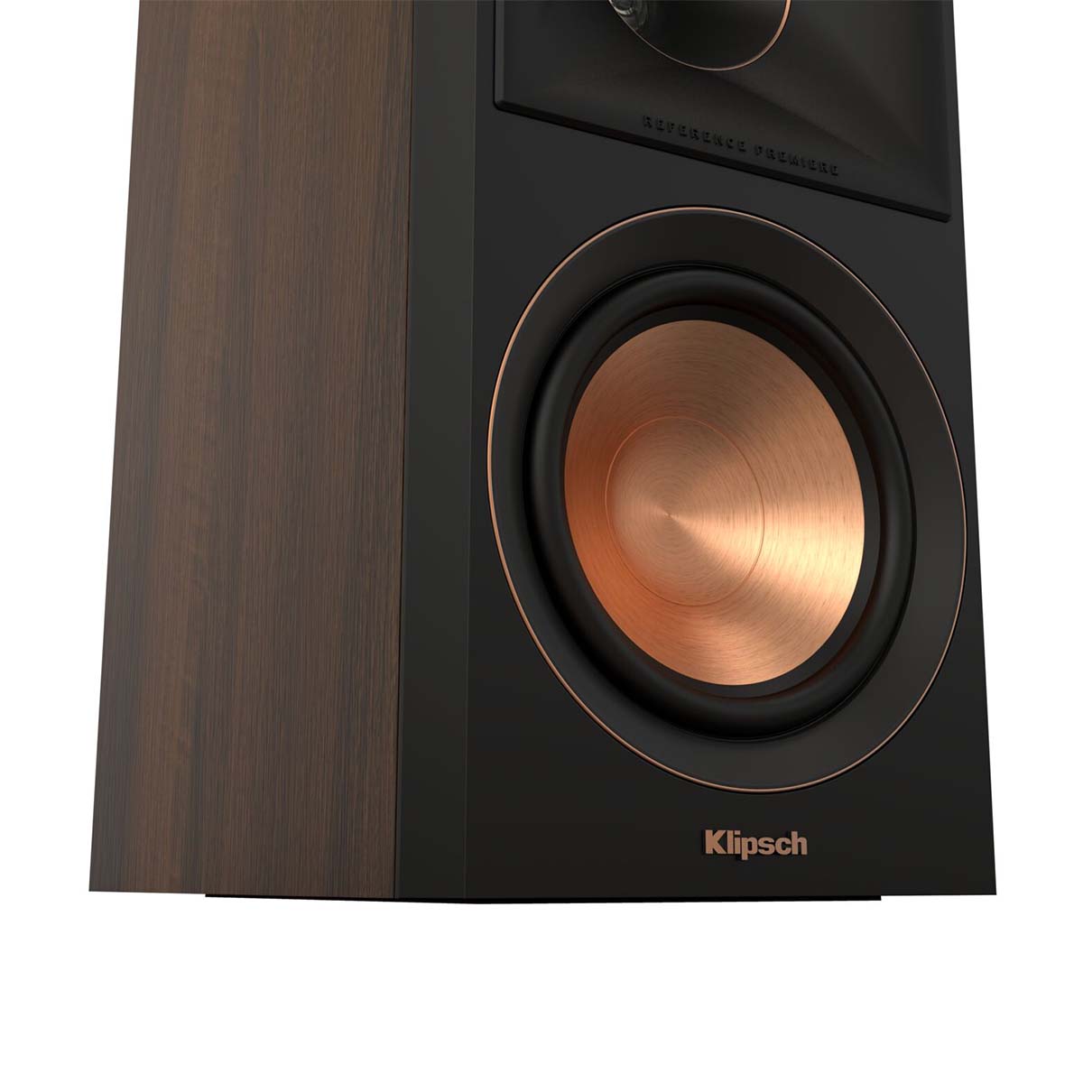 Klipsch RP-500M II Bookshelf Speakers - Walnut - Pair - close-up of woofer